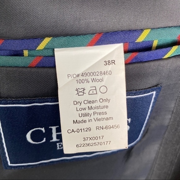 Chaps 100% Wool Suit Coat Blazer Jacket Men's 38R‎ Black Pinstripe 2-Button - Picture 6 of 8